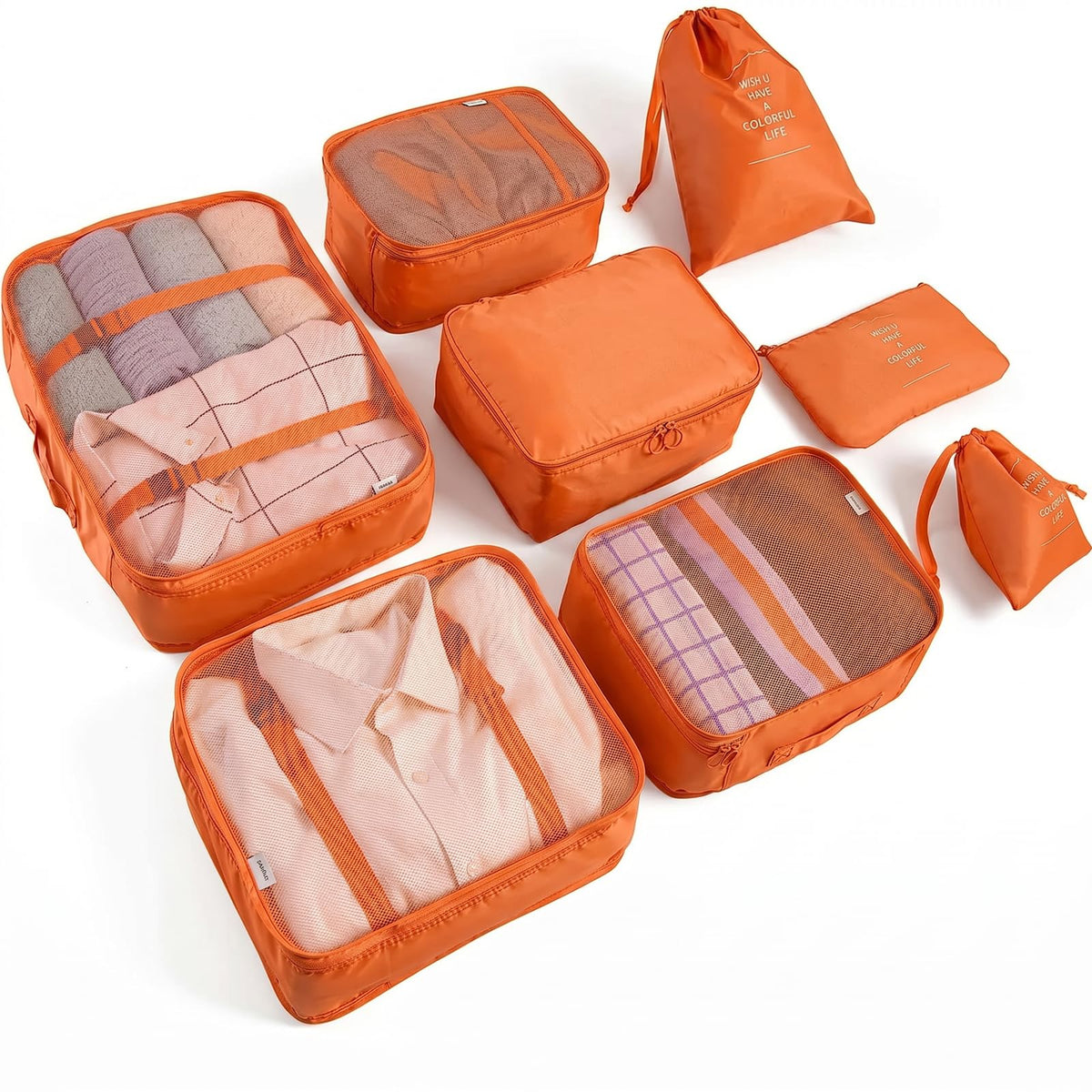 LANSKLBD 6/8 Set Packing Cubes for Suitcases Travel Luggage Packing Organizers,Travel Accessories Essentials Luggage Organizer with Shoe/Tioletry/Laundry Bag (Grey, 8 set)