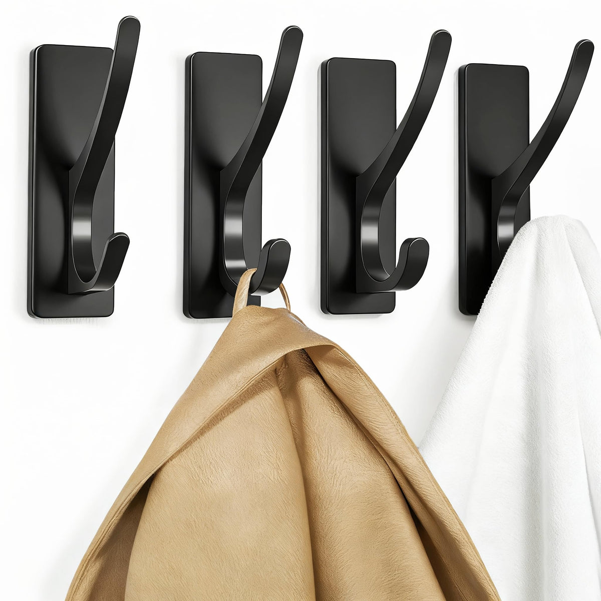 pickpiff Matt Black Self-Adhesive Hook, 13LB Hanger for Coat/Towel, 6-Pack