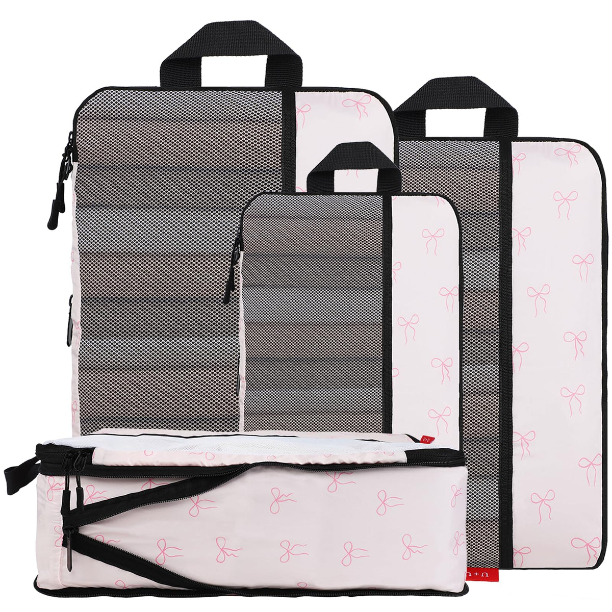 U+U 6 Set Compression Packing Cubes, Travel Organizers (Polka Dot)