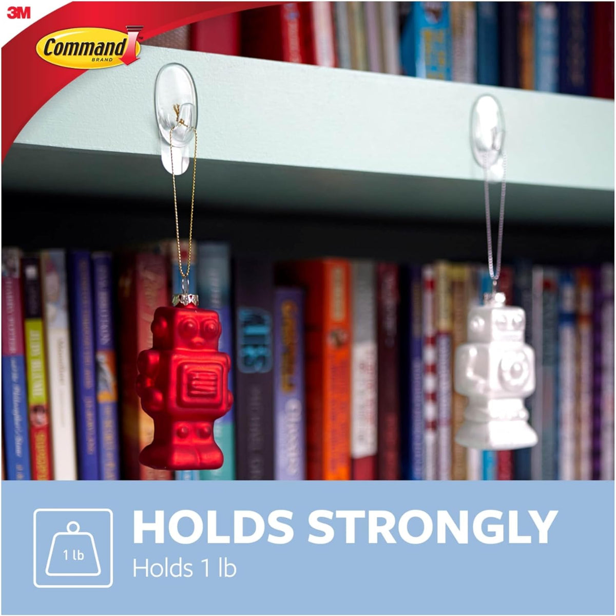 Command Small Clear Oval Hooks, Indoor Use, 2-Hooks, 4-Strips, Decorate Damage-Free