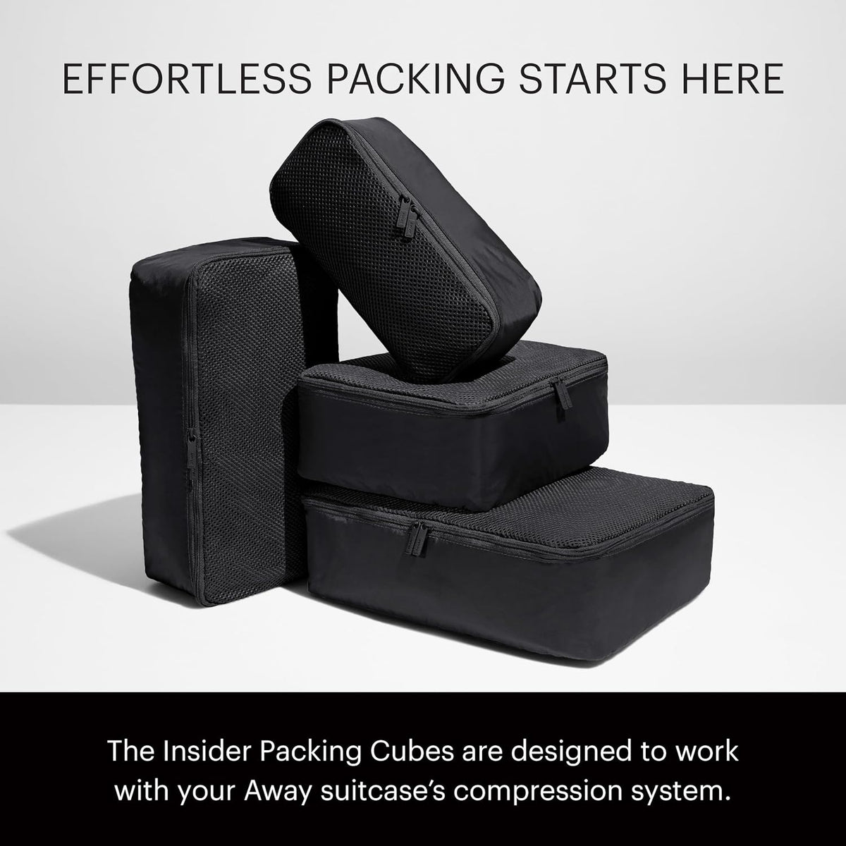 Away Insider Packing Cubes Set of 4, Lightweight Travel Luggage Organizers