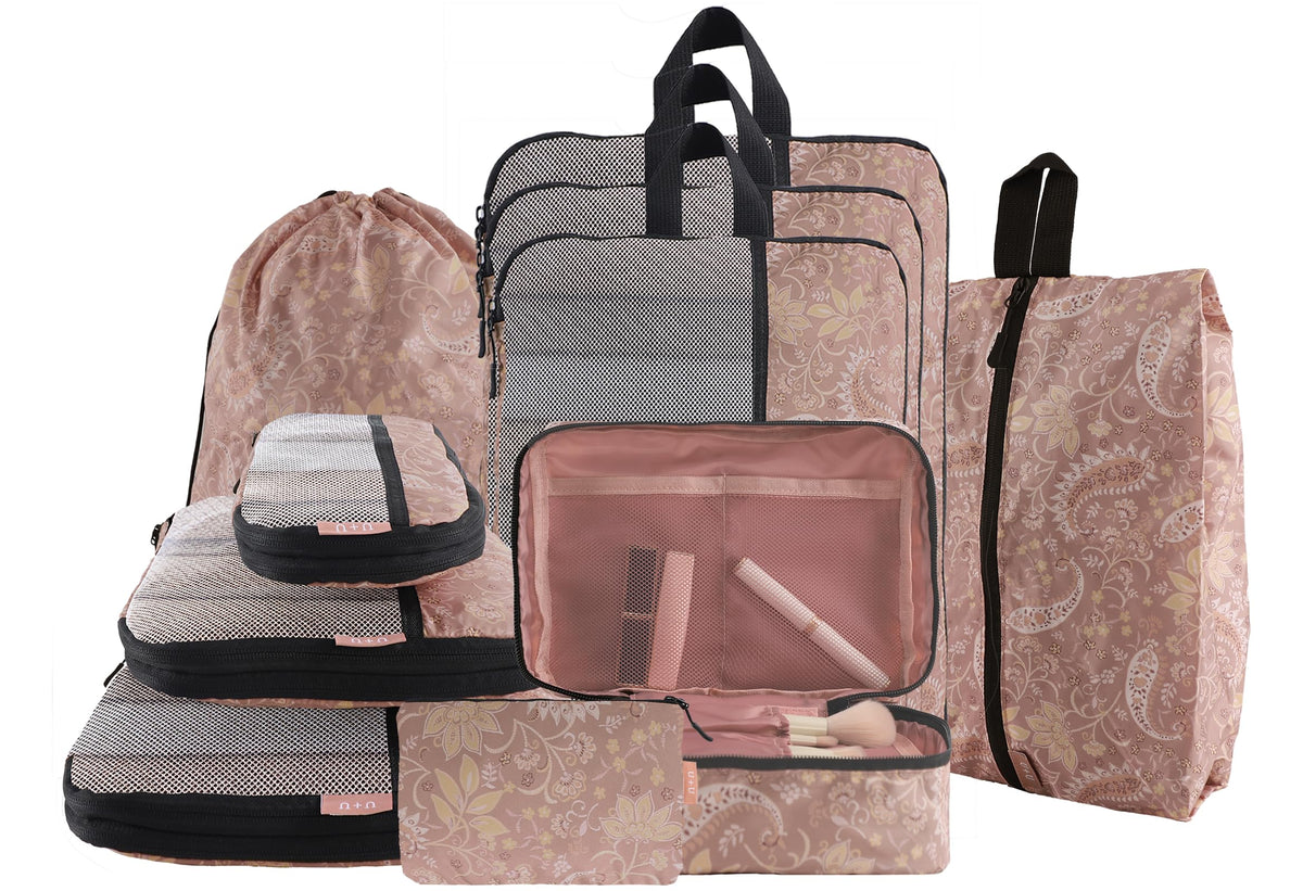 U+U 6 Set Compression Packing Cubes, Travel Organizers (Polka Dot)