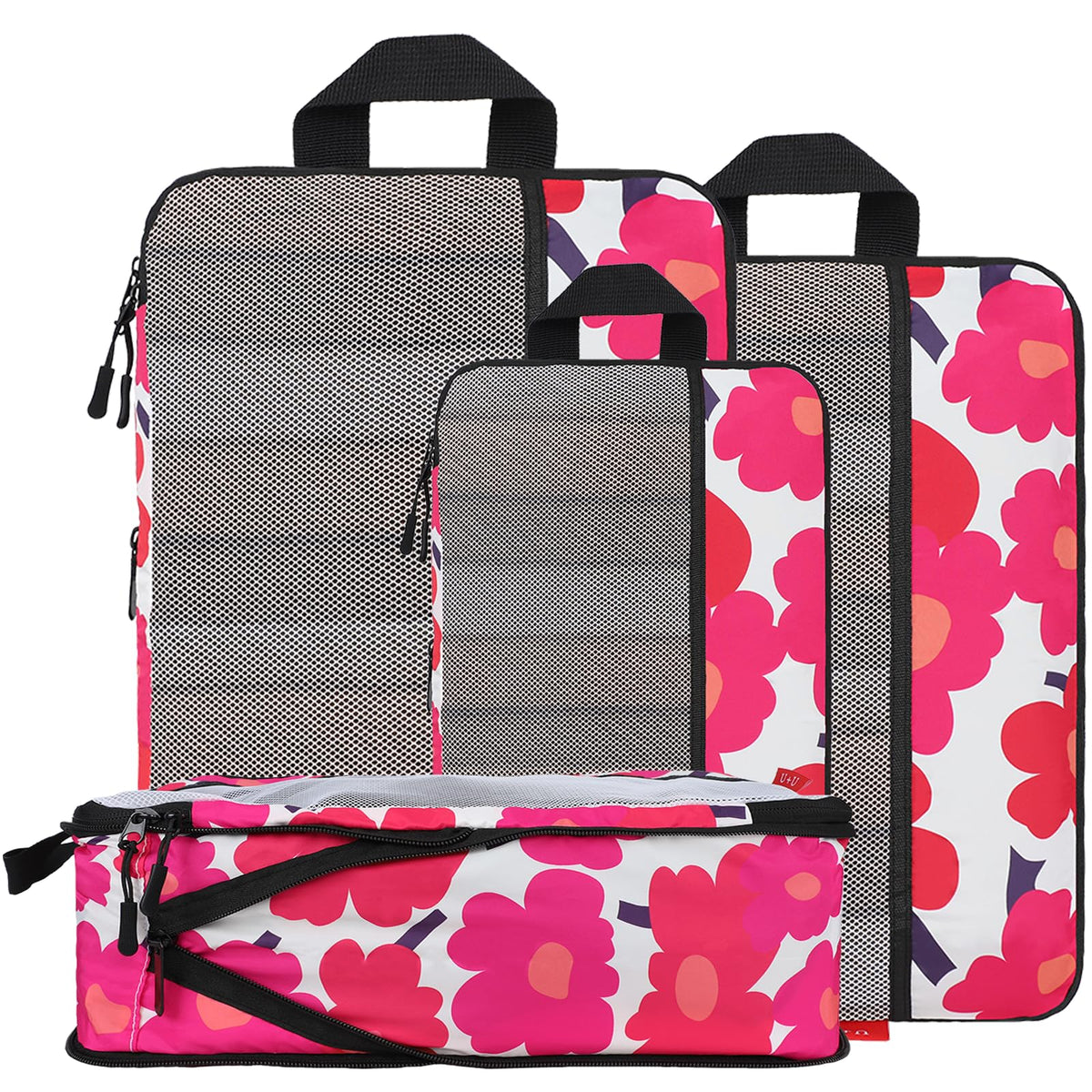 U+U 6 Set Compression Packing Cubes, Travel Organizers (Polka Dot)