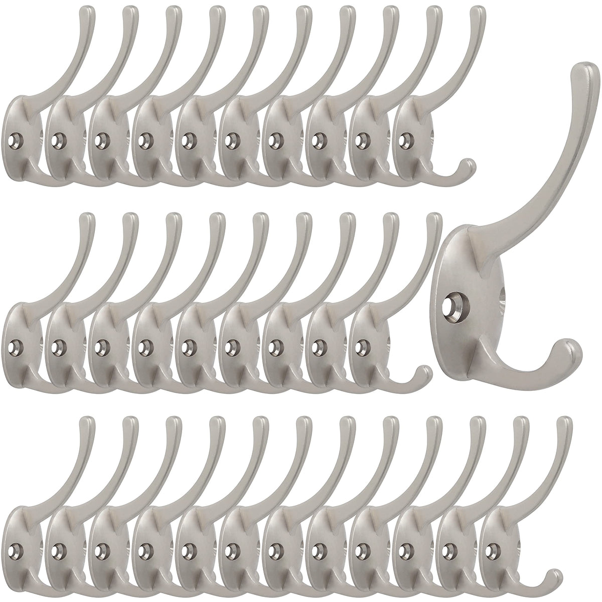 IBosins 12 Pack Antique Brass Double Coat Hooks Wall Mounted with 24 Screws