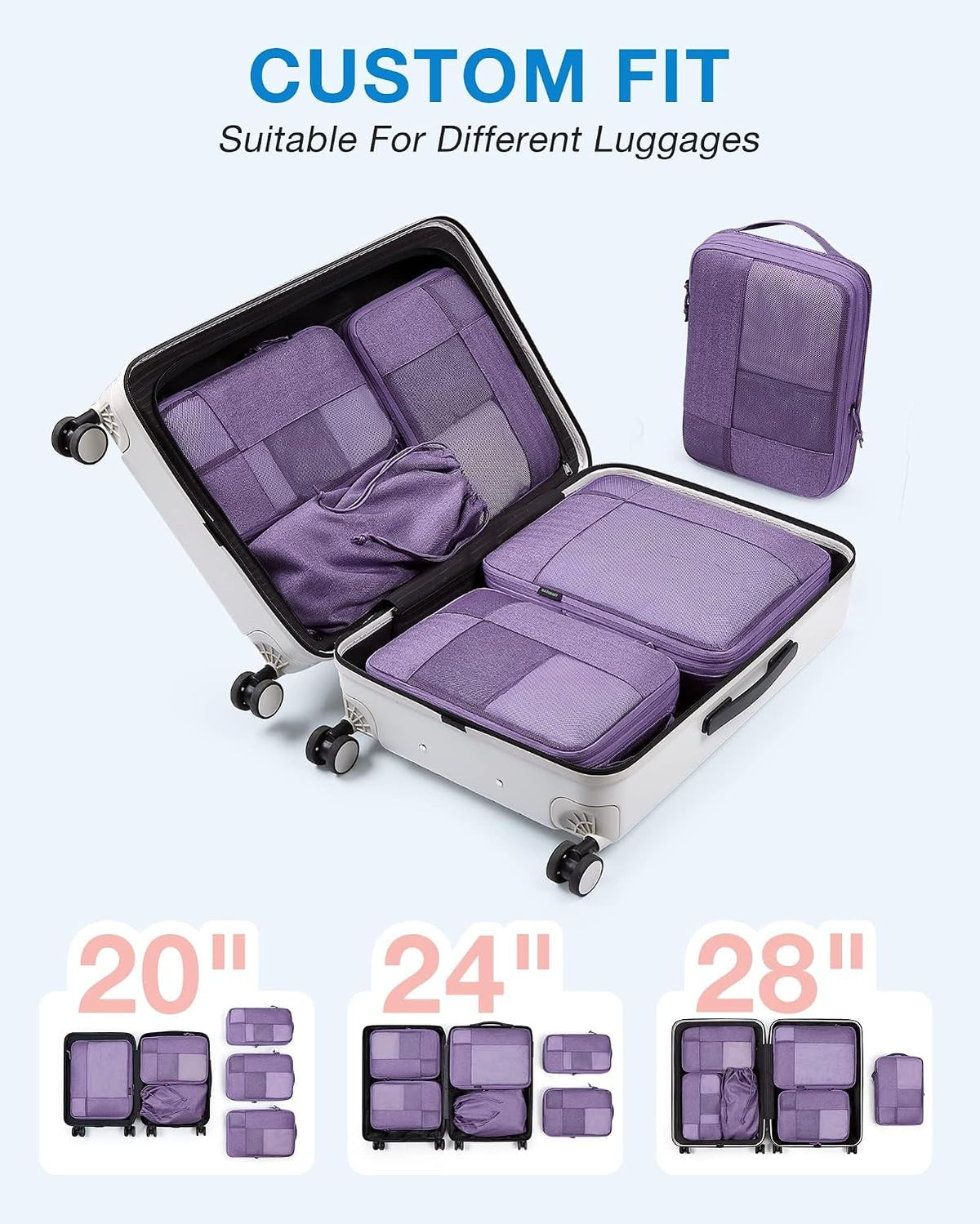 BAGSMART Compression Packing Cubes for Travel, 6 Set Luggage Organizer Bags