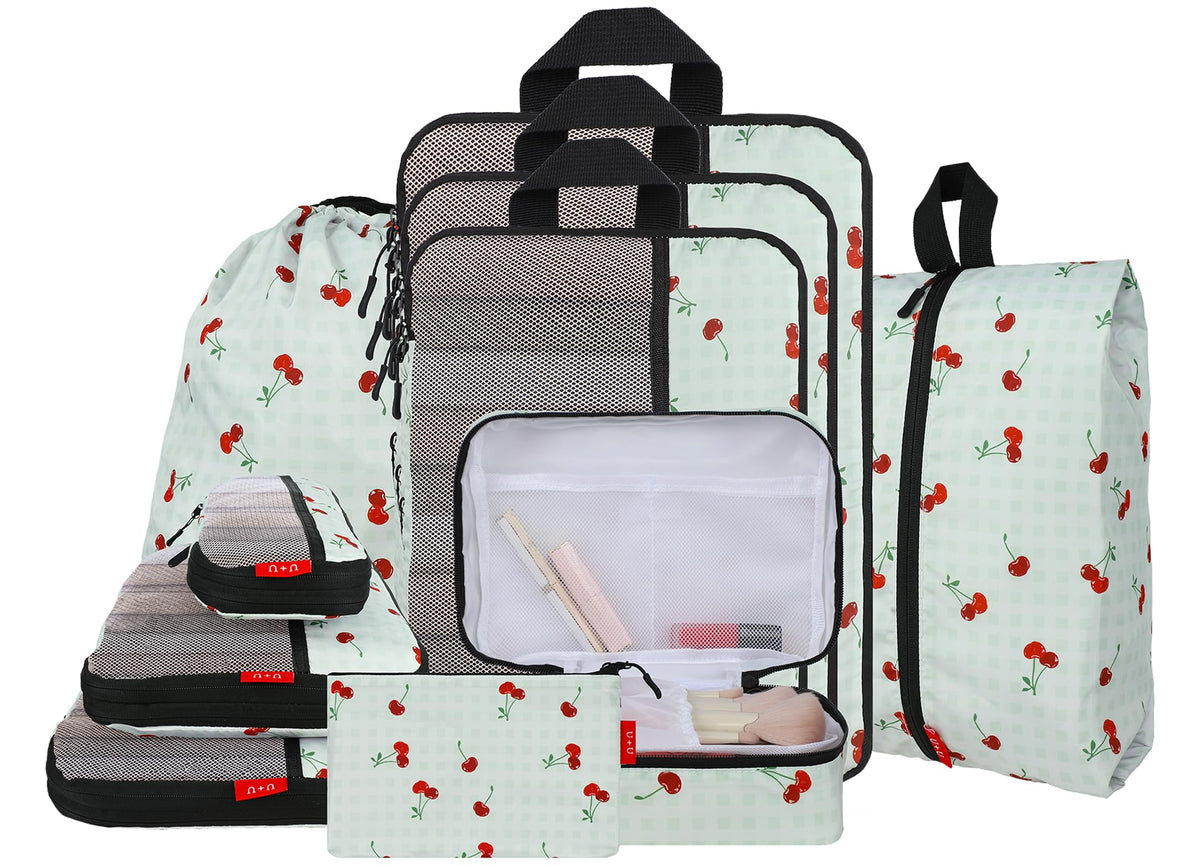 U+U 6 Set Compression Packing Cubes, Travel Organizers (Polka Dot)