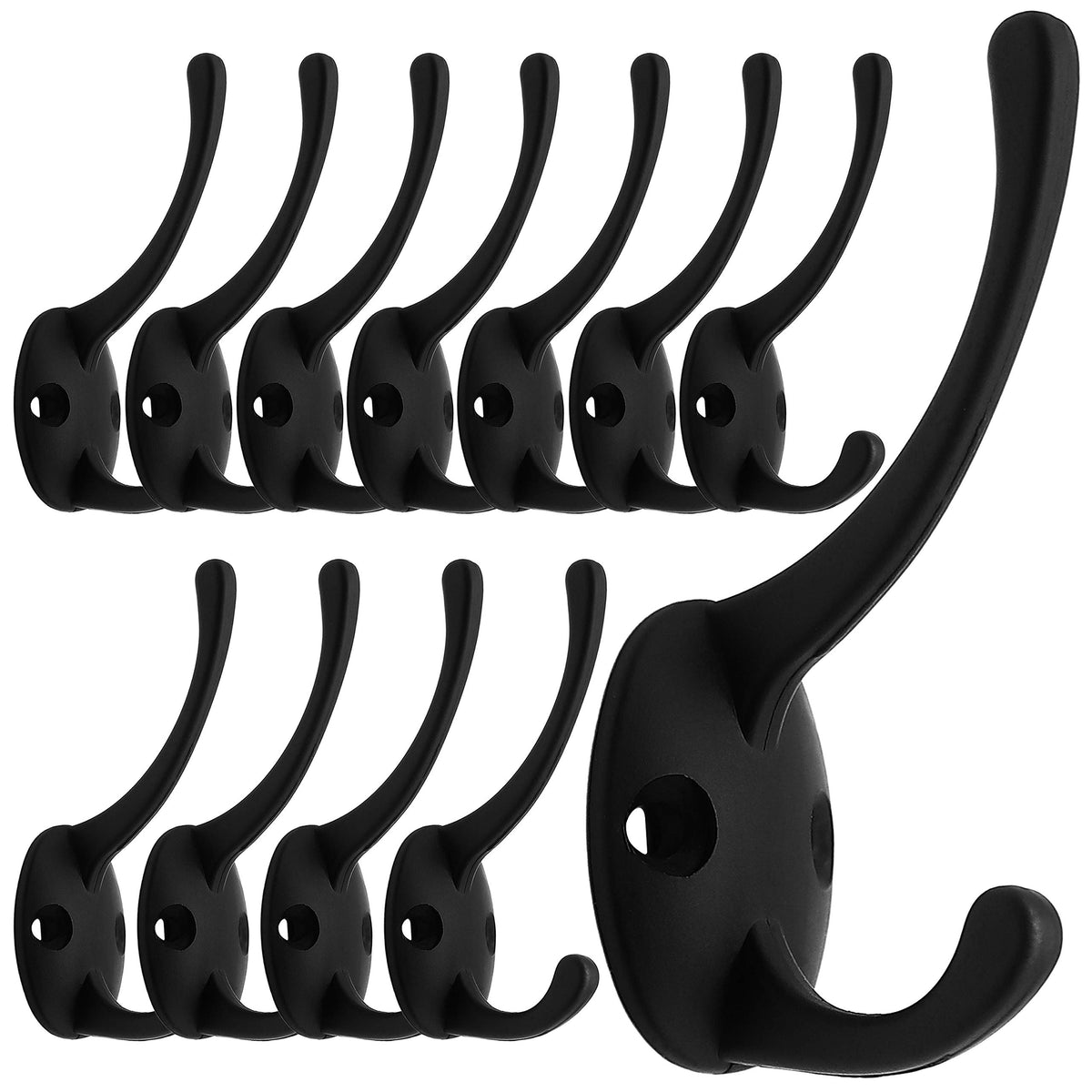 IBosins 12 Pack Antique Brass Double Coat Hooks Wall Mounted with 24 Screws