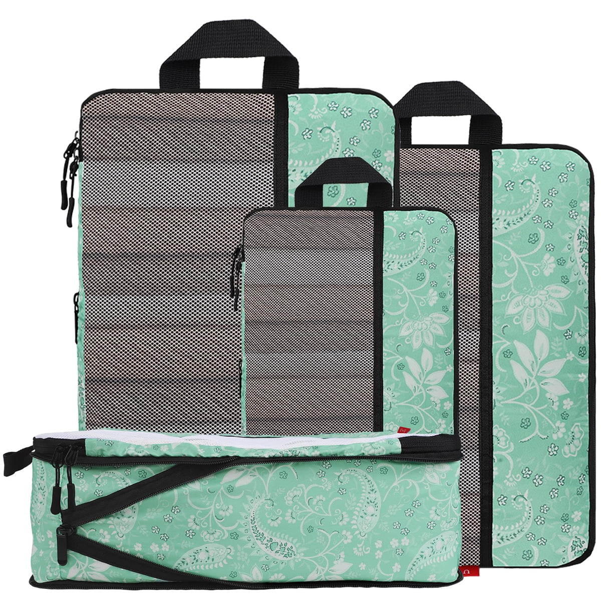 U+U 6 Set Compression Packing Cubes, Travel Organizers (Polka Dot)