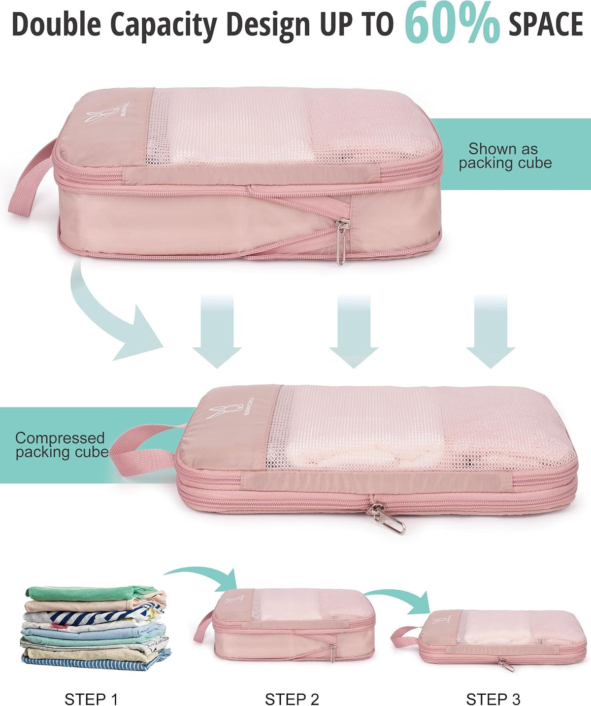6/8 Set Space Saving Compression Packing Cubes Lightweight Packing Cube