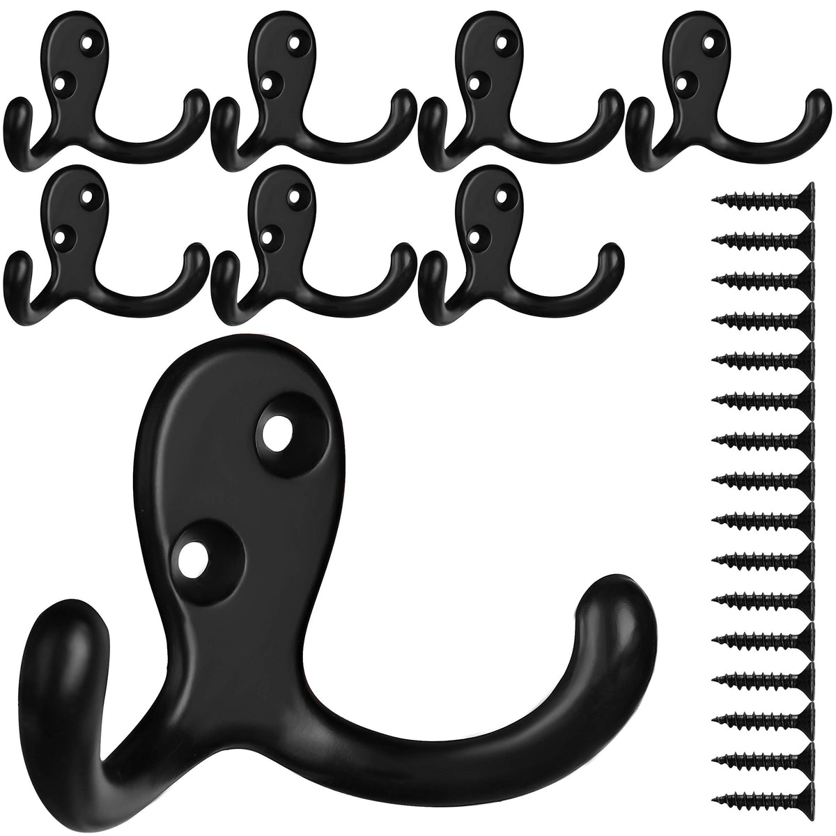 IBosins 28 Pack Heavy Double Prong Coat Hooks Wall Mounted with 56 Screws