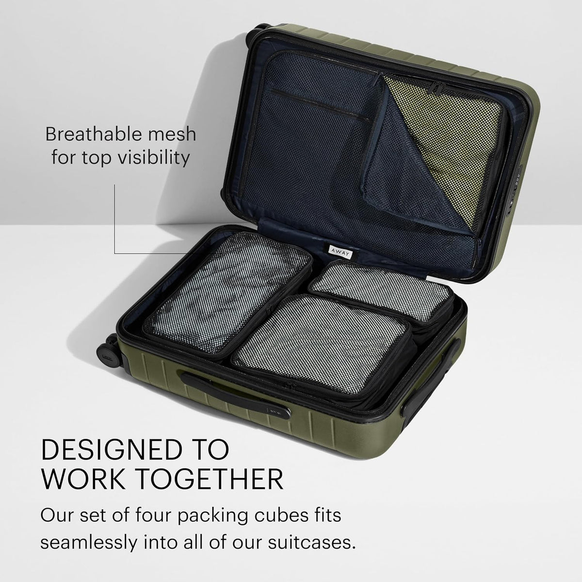 Away Insider Packing Cubes Set of 4, Lightweight Travel Luggage Organizers