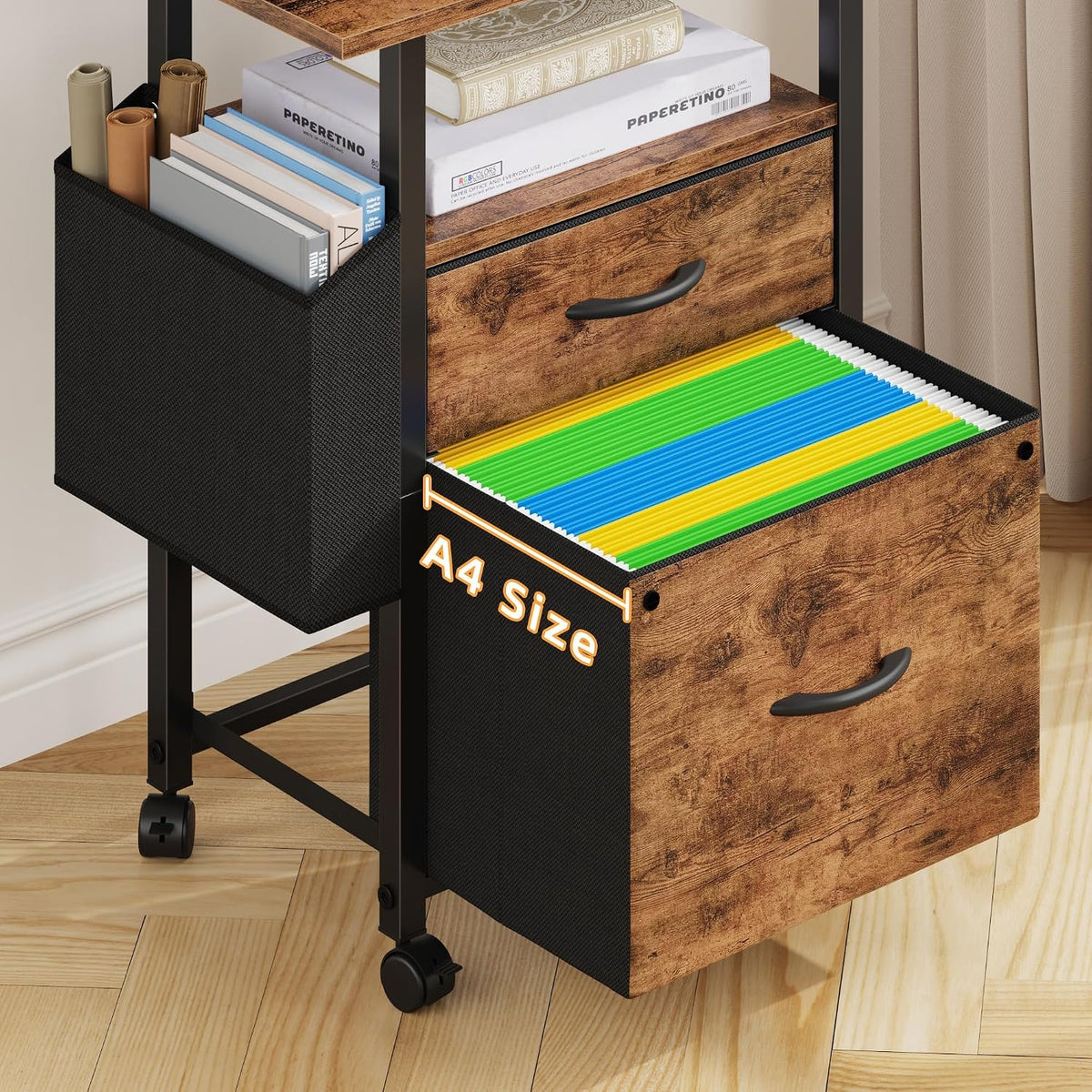 GYIIYUO 2 Drawer File Cabinet 24''W, Mobile Filing Cabinet, Printer Stand