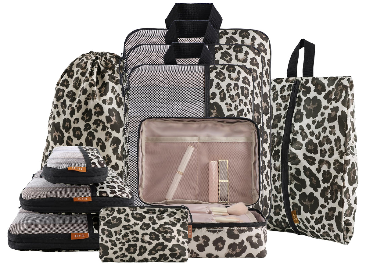 U+U 6 Set Compression Packing Cubes, Travel Organizers (Polka Dot)