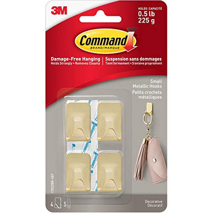 Command Small Bronze Hooks, 4 Hooks, 5 Strips