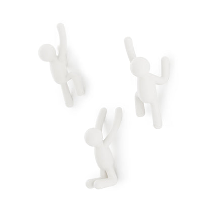 Umbra Buddy Wall Hooks, Decorative Wall Mount Coat Hooks, Set of 3, Black