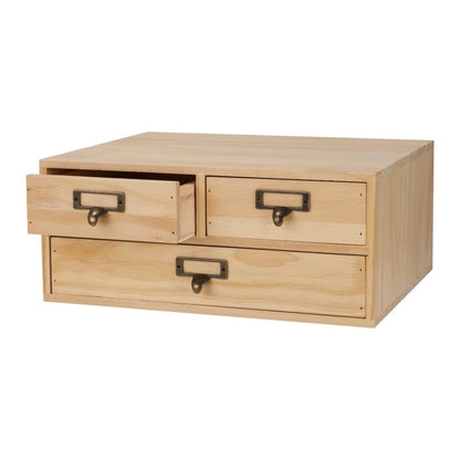 Wooden Drawers Apothecary Cabinet Brown Wood Desktop Organizer Box