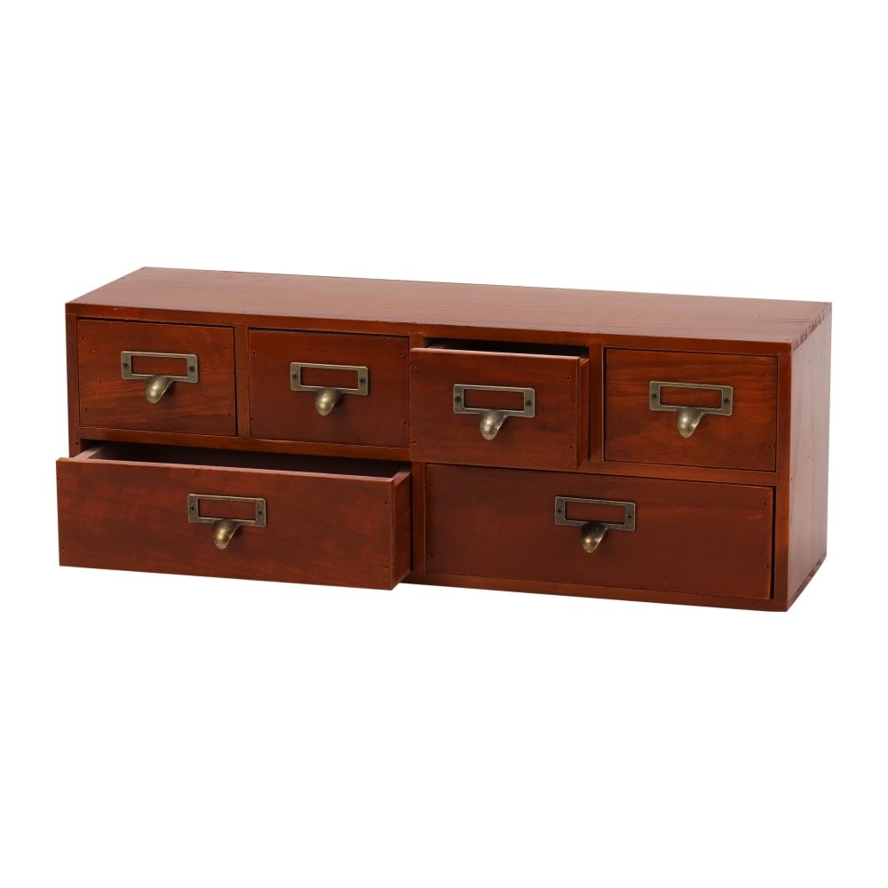 Wooden Drawers Apothecary Cabinet Brown Wood Desktop Organizer Box