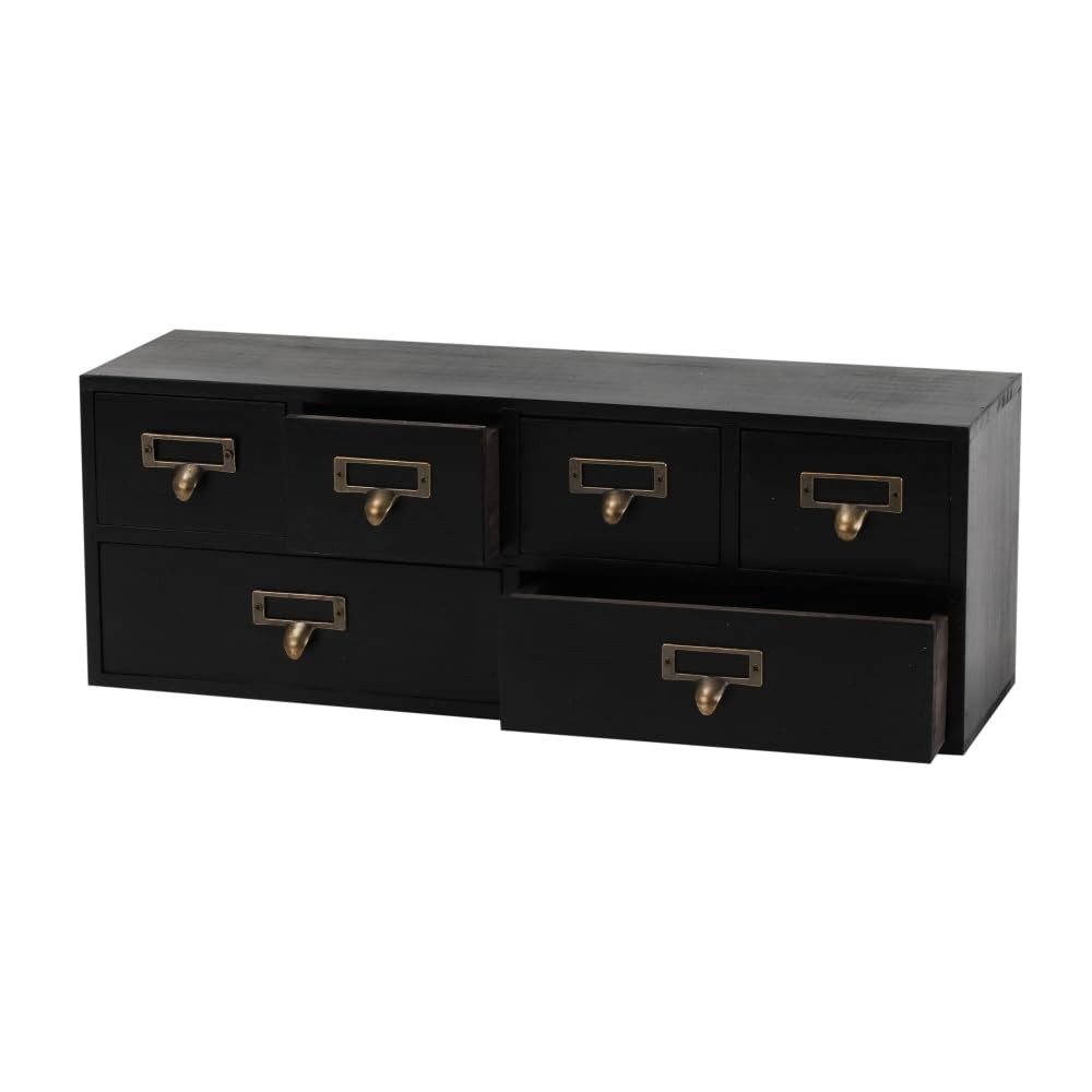 Wooden Drawers Apothecary Cabinet Brown Wood Desktop Organizer Box