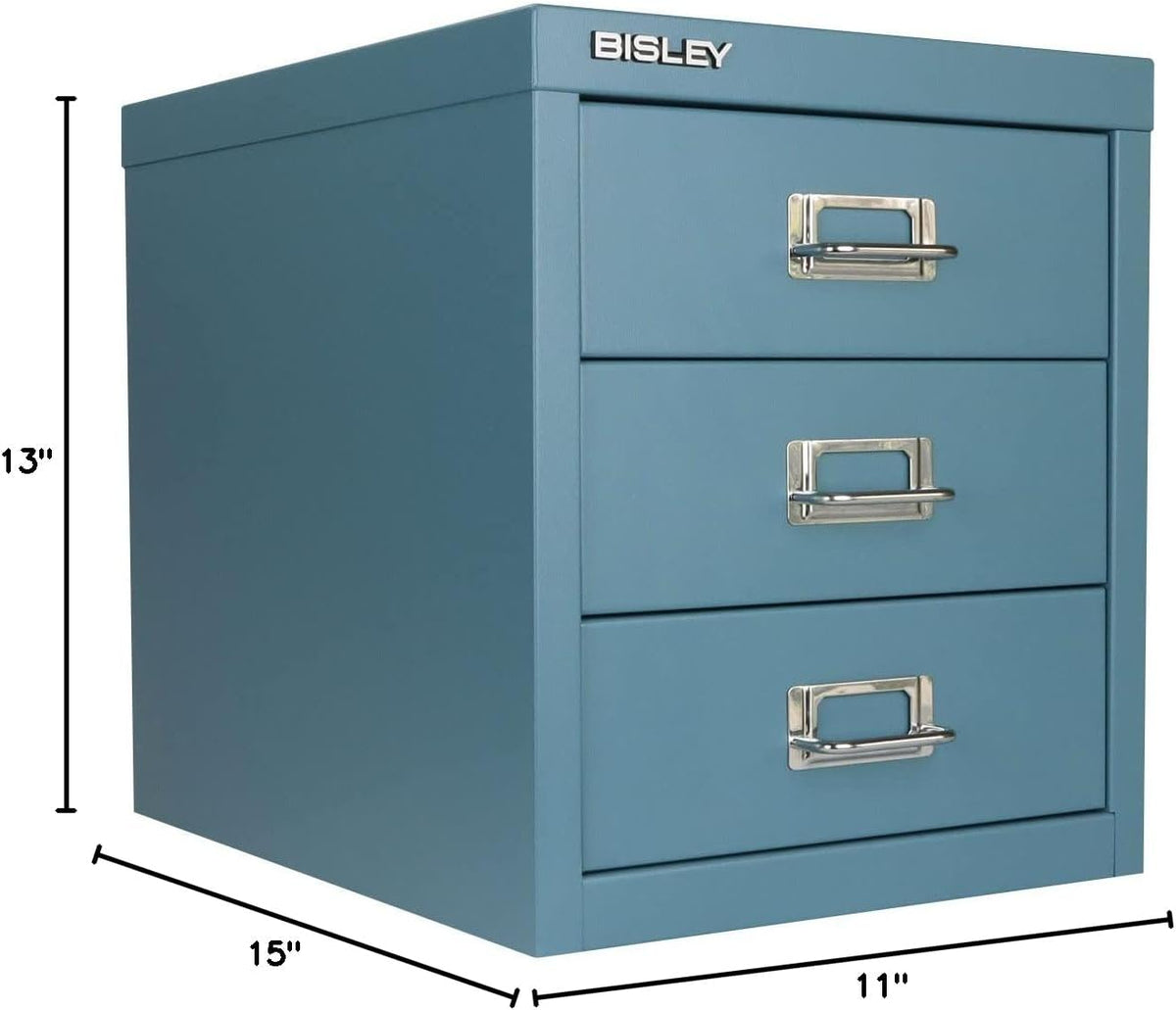 Bisley 3-Drawer Steel MultiDrawer Cabinet - Doulton Blue