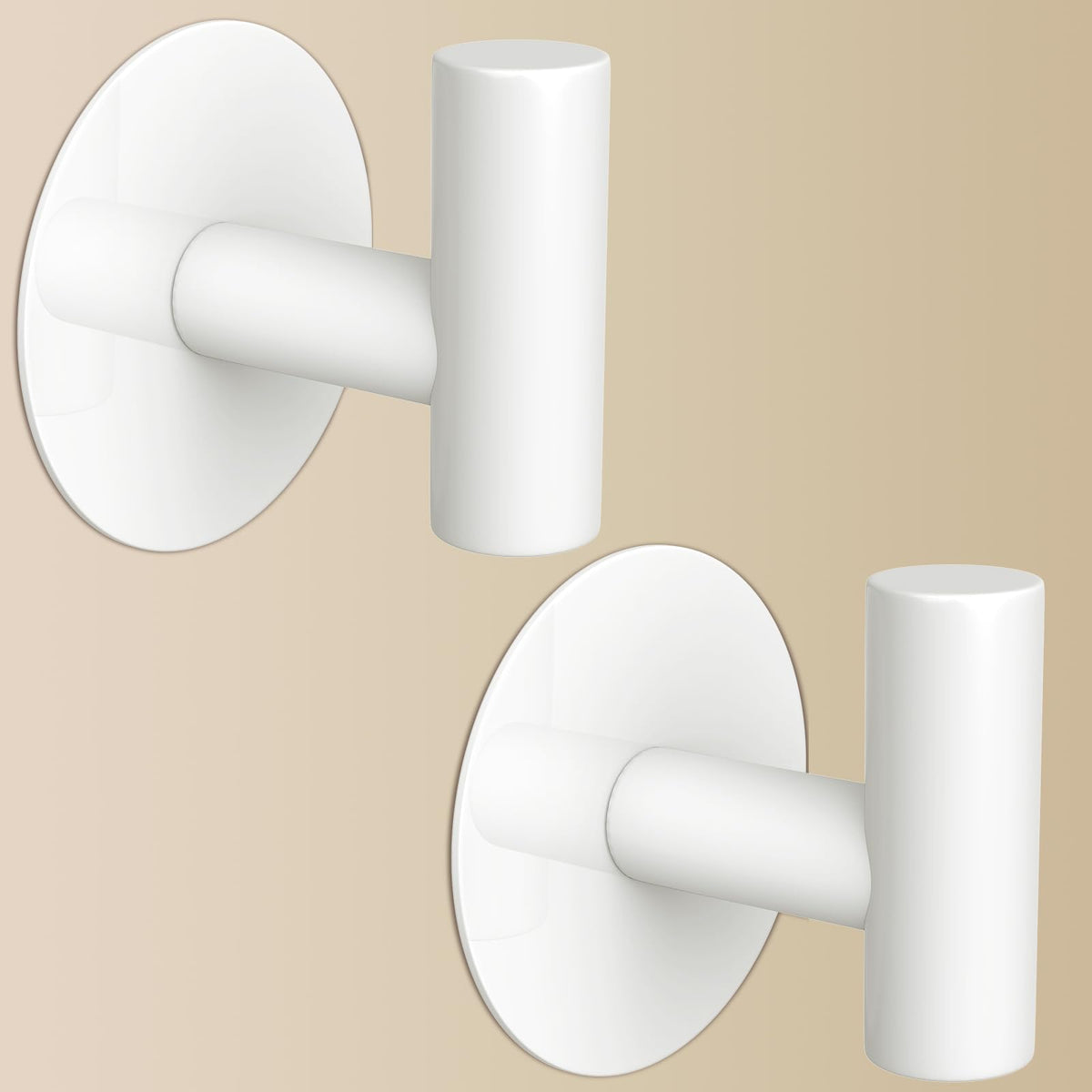Gold Stainless Steel Wall Hooks, Heavy Duty Self-Adhesive Hooks for Coats, Towels, Robes, Hats, Aprons – No Drill Bathroom, Kitchen, Hotel (2 Pack)