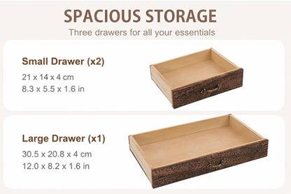 Wood Desktop Organizer Wooden Storage Cabinet with 3 Drawers Tabletop Counter Jewelry Storage Small Organization Box for Home Office Supplies (13 * 9 * 6in)