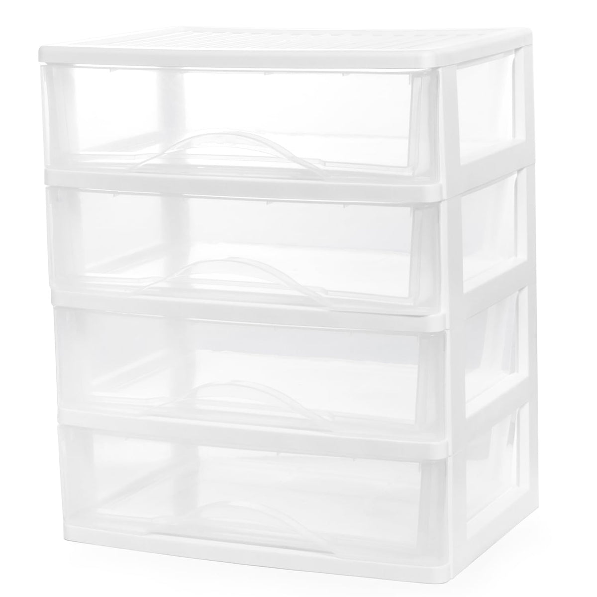 BYCY Plastic Stackable Storage 3 Drawers, White Bathroom Makeup Organizer with Wide Clear Drawers Tabletop Drawer Organizer for Desk,Easily Assemble for Fridge,Bathroom,Cabinet