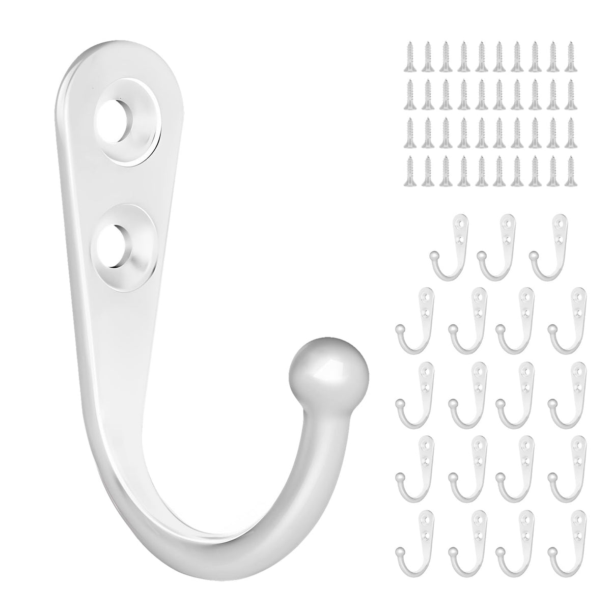 20 Pcs Key Hooks Coat Hooks for Hanging, Key Holder, Wall Mount Hook with Stainless Steel Screws, Black Hooks Utility Hangers for Key, Hat, Cup, Coat, Picture (Black)