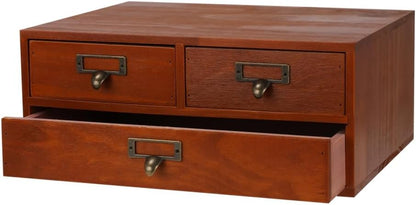 Wooden Drawers Apothecary Cabinet Brown Wood Desktop Organizer Box