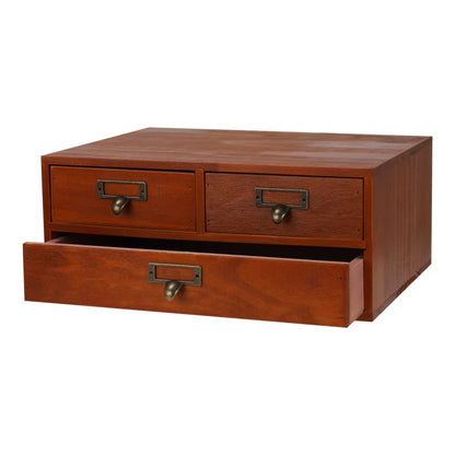 Wooden Drawers Apothecary Cabinet Brown Wood Desktop Organizer Box