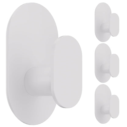 Aikzik Adhesive Towel Hooks - 4 Pack 26LB Extra Strong Heavy Duty Wall Hooks for Bathroom/Shower Door Hanging Coat, Robe, Towel, Dogs' Leads and Collars (Matte Black, Stainless Steel)