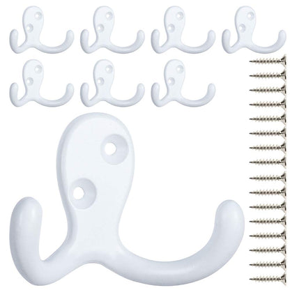IBosins 28 Pack Heavy Double Prong Coat Hooks Wall Mounted with 56 Screws