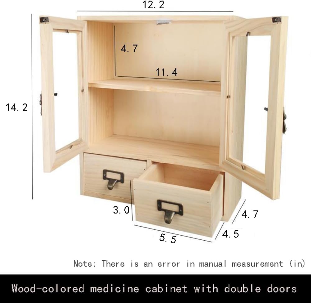 Narrow Vintage Pine Apothecary Cabinet 2 Door 2 Drawer Burlywood