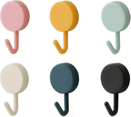 6 Pack Adhesive Hooks Cute Utility Hooks, Key Hooks for Wall Decorative, for Hanging Hat, Towel, Key, Towel Hook Wall Mount for Home, Kitchen, Bathroom, Office