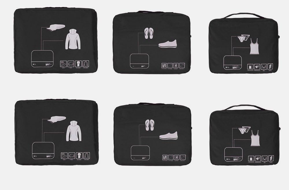 Packing Cubes Set Travel Luggage Organizers Suitcase Lightweight Accessories Black
