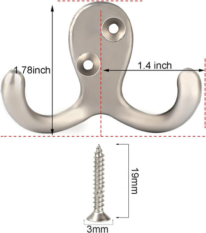 IBosins 28 Pack Heavy Double Prong Coat Hooks Wall Mounted with 56 Screws