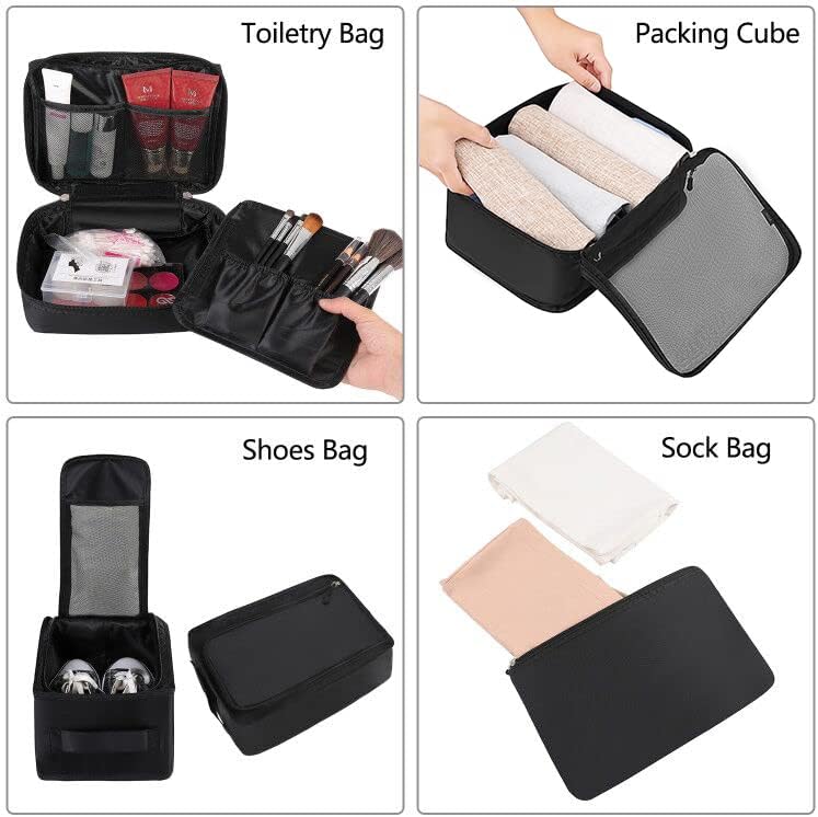 BAGAIL 8 Set Packing Cubes Luggage Packing Organizers for Travel Accessories-Jet Black