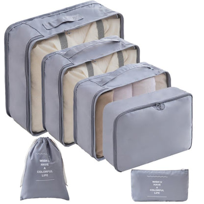 LANSKLBD 6/8 Set Packing Cubes for Suitcases Travel Luggage Packing Organizers,Travel Accessories Essentials Luggage Organizer with Shoe/Tioletry/Laundry Bag (Grey, 8 set)