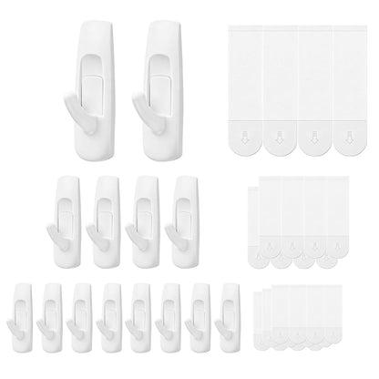20 pcs Small wall Hooks for Hanging Heavy Duty, with 24 no Damage Adhesive Removable Strips Towel Hanger for Bathroom, Dorm Essentials forwreath,hat,Coat