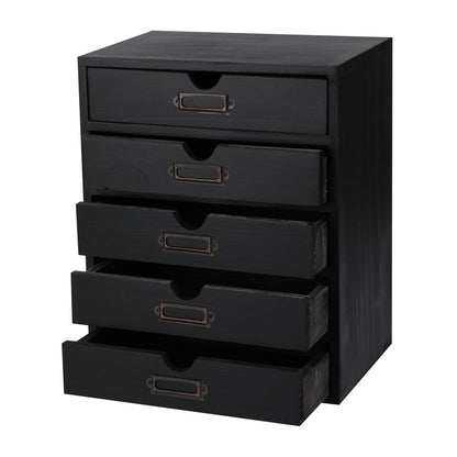 Wooden Drawers Apothecary Cabinet Brown Wood Desktop Organizer Box