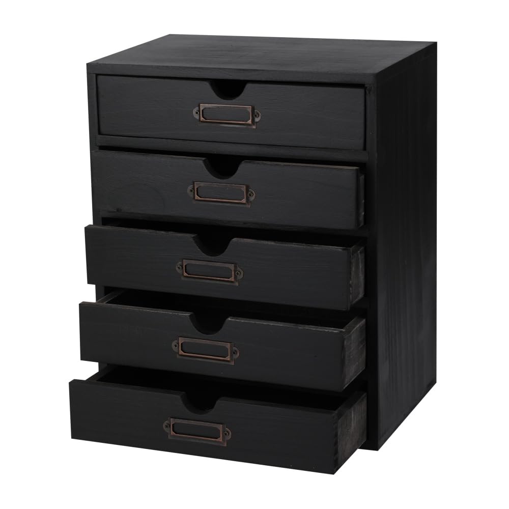 Wooden Drawers Apothecary Cabinet Brown Wood Desktop Organizer Box