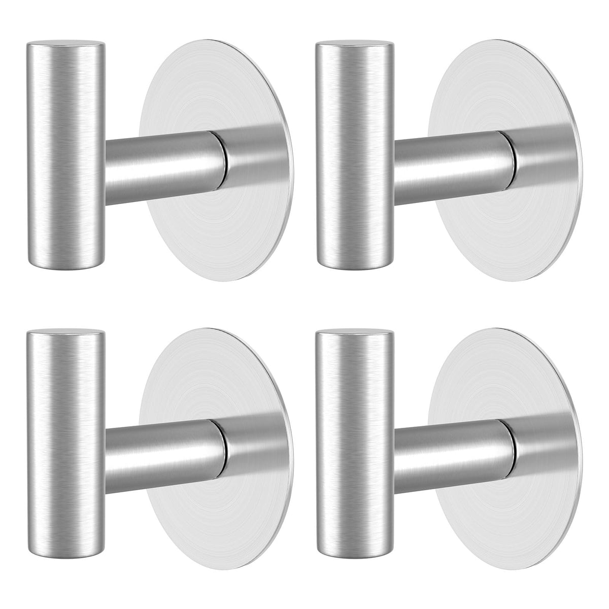 Gold Stainless Steel Wall Hooks, Heavy Duty Self-Adhesive Hooks for Coats, Towels, Robes, Hats, Aprons – No Drill Bathroom, Kitchen, Hotel (2 Pack)