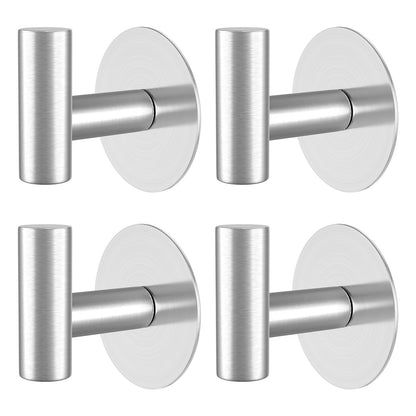 Gold Stainless Steel Wall Hooks, Heavy Duty Self-Adhesive Hooks for Coats, Towels, Robes, Hats, Aprons – No Drill Bathroom, Kitchen, Hotel (2 Pack)
