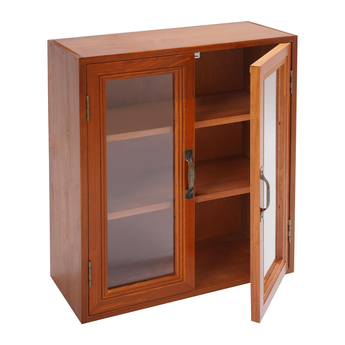 Rustic Vintage Mini Pine Counter Top Cabinet with Acrylic Doors & 2 Drawers