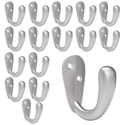 CBWLWJ 16 Pack Coat Hooks Wall Mounted Single Prong Robe Wall Hooks for Hanging Towel Hooks for Living Room, Bathroom, Kitchen, Bedroom for Coat, Bag, Scarf, Towel, Hat, Key, Cup (Black)