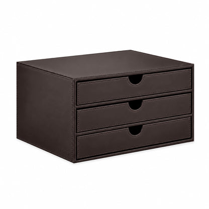UnionBasic Document Organizer, 3-Drawer File Cabinet Document Storage Box, Office Desktop Filing Organizer, Black with Wood Grain Drawers