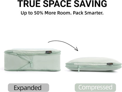 4 Piece Compression Packing Cubes for 3–7 Day Travel, Light Green