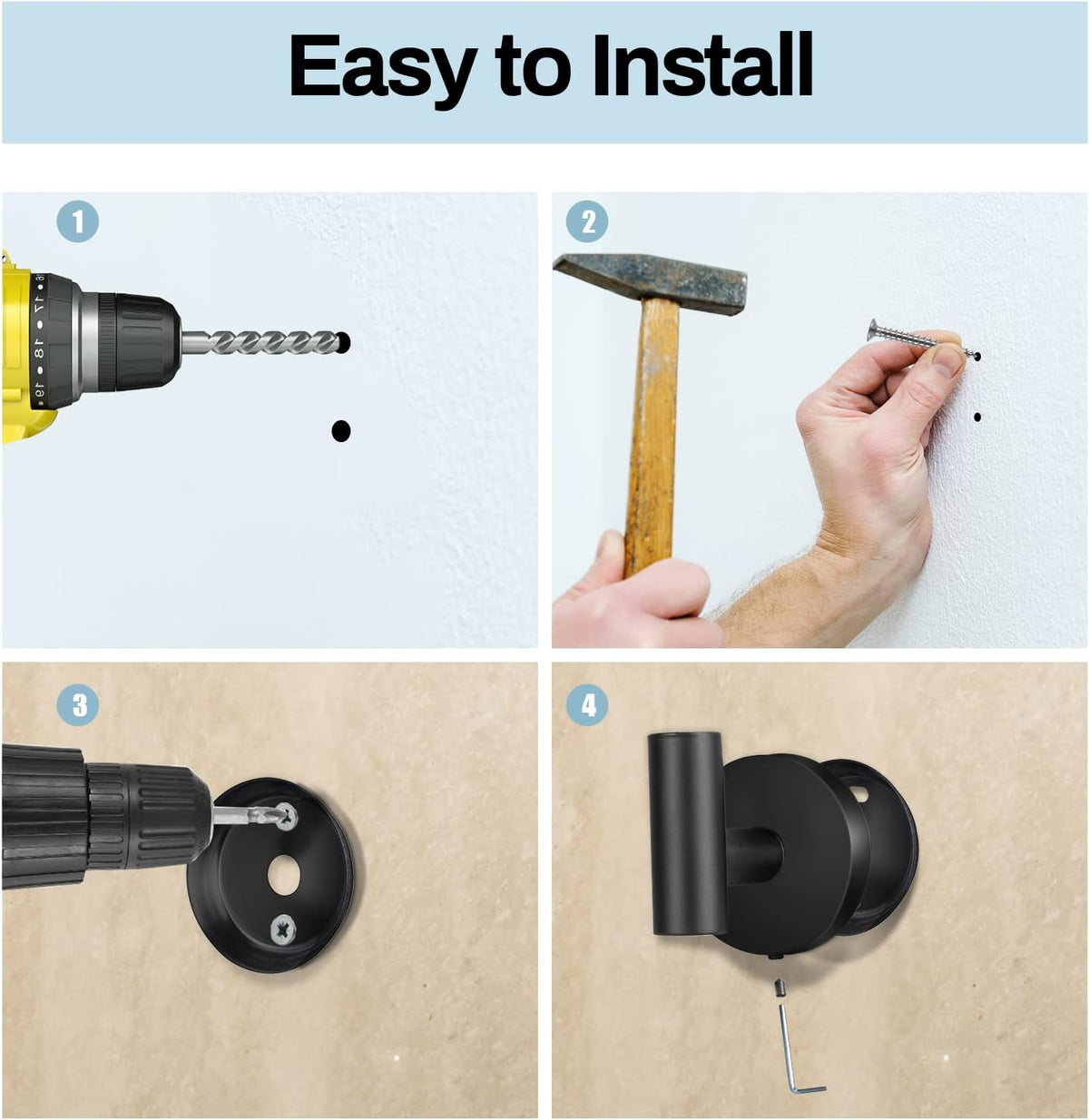 Kruodop Towel Hooks for Bathroom,2 Packs Wall Mount Towel Holder,Black Matte Wall Robe Hook,Stainless Steel Heavy Duty Door Hanger Towel Hook for Kitchen, Bedroom,Hotel,Pool,Coats(Drilling)