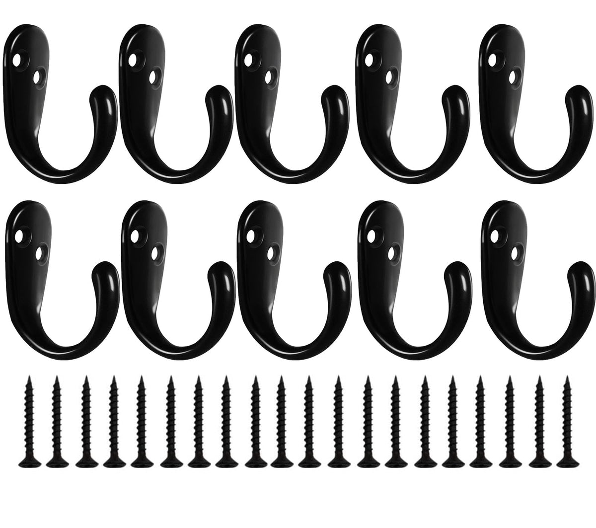 Kruodop 4 Pack Wall Hooks Wall Mounted Coat Hooks for Hanging Heavy Duty, Black Towel Hooks, Metal Single Coat Hanger with Screws Cup Retro for Coats, Handbags, Towels