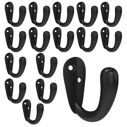 CBWLWJ 16 Pack Coat Hooks Wall Mounted Single Prong Robe Wall Hooks for Hanging Towel Hooks for Living Room, Bathroom, Kitchen, Bedroom for Coat, Bag, Scarf, Towel, Hat, Key, Cup (Black)