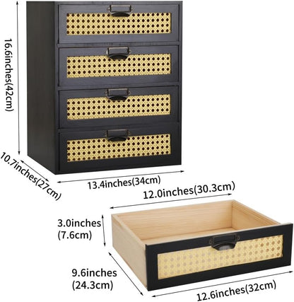 GoooodGIFT Wooden Drawers Large Wooden Box with Drawer, Black